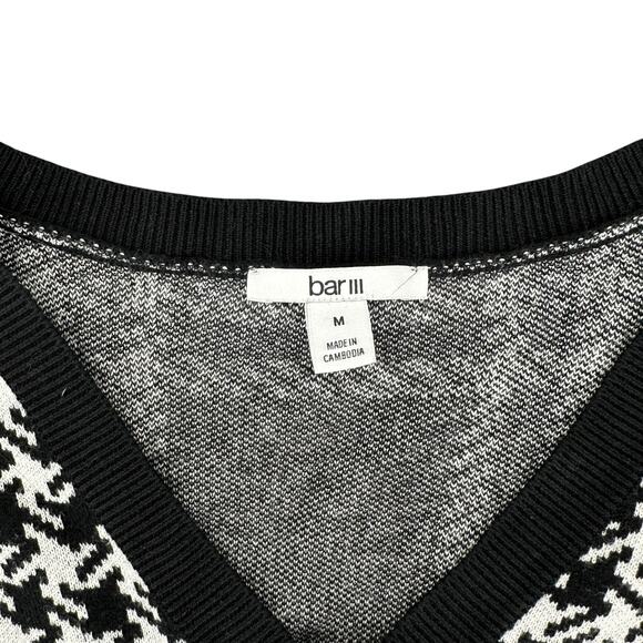 Bar III Cropped Black White Plaid Knit Sweater Casual Preppy M Dark Academia - Picture 5 of 7